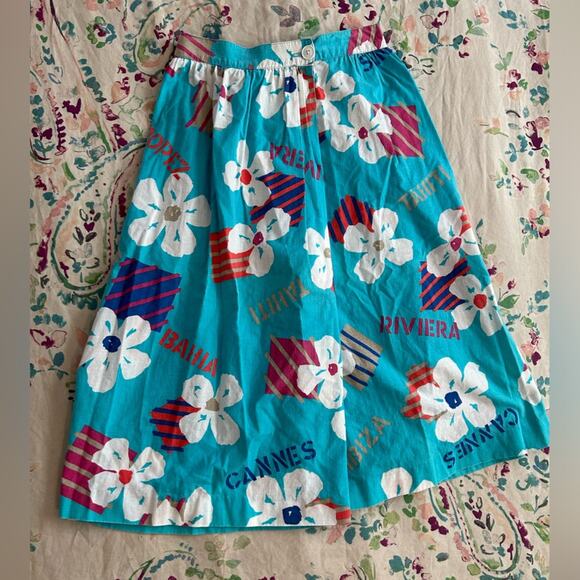 Vintage Koret Petites A-Line Cotton Skirt w Block Print - Picture 1 of 14